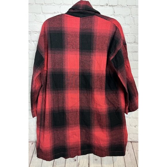 Urban Outfitters BDG red plaid flannel oversized open front shirt shacket, sz XS - Picture 7 of 7